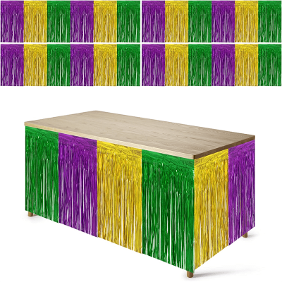 Mardi Gras Metallic Fringe Table Skirts, Mardi Gras Party Table Skirt, Mardi Gras Table Decoration
