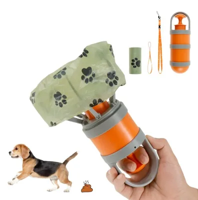 Outdoor Portable Claw Dog Poop Scooper Sanitary Handheld Pet Dog Waste Picker Cleaner with Built-in Poop Bag Dispenser