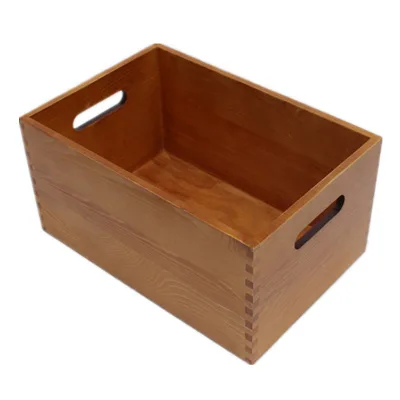 Handle Type Custom Designed Lidless Wooden Storage Box