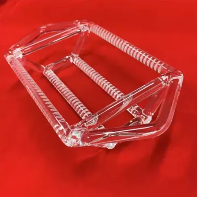 Slotted Solar Semiconductor Fused Quartz Wafer Glass Carrier Clear Silicon Wafer Crystal Boat Holder with Two Handles