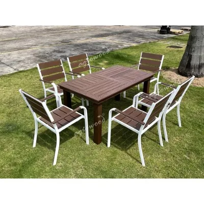 Outdoor Dining Table (Rectangle) - WPC tabletop + Aluminum support for garden / backyard / patio - Wood + PP Composite (WPC)