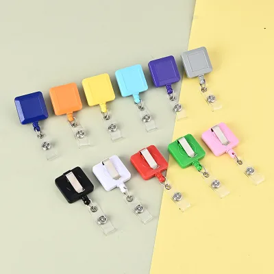 Square Retractable Badge Reel Custom Retractable Lanyard Pull Clip Anti-Lost ID Card Holder