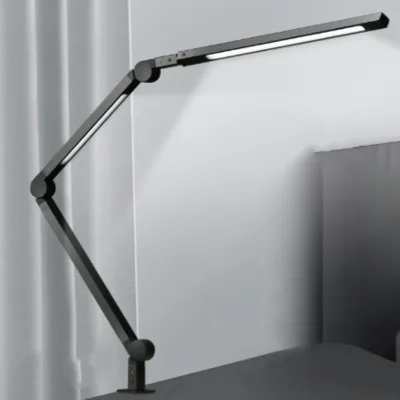 Flexible Table Lamp Dual Lighting Source Foldable Desk Light with Clamp Dimmable Brightness Swing Arm Deak Lamps