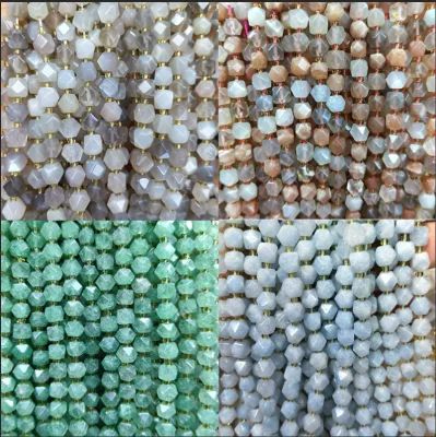Wholesale 6-8 mm Natural Beads for Necklace Bracelet Hot-Selling High-Quality Faceted Design Natural Moonstone Loose Beads