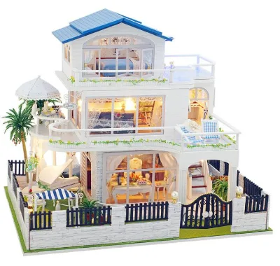 Creative DIY Wooden Doll House Kids Educational Toy Birthday Gift