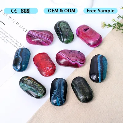 Wholesale Hot Sale Healing Stone Natural Agate Dyed Tumble Palm Stone for Decoration