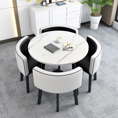 Light Luxury Milk Tea Dessert Store Coffee Shop Reception Small Round Table Negotiation Guest Table and Chair Combination