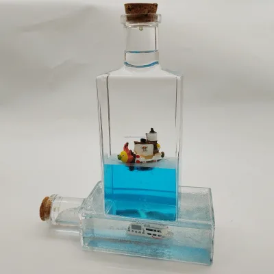 Acrylic Transparent Liquid Drift Bottle Ornament Floating Ship Cruise Fluid Figurine Graduation Christmas Tourist Attraction