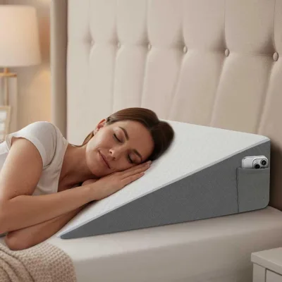 OEM Memory Foam Wedge Pillow Breathable Eco-Friendly 100% Polyester Cover Modern Design 40D Incline 25D High Density Base for