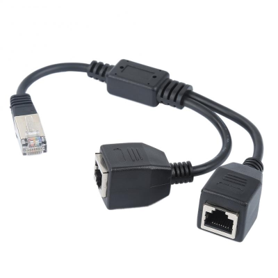 1 Male to 2 Female 2 Ways RJ45 Ports Ethernet Network Splitter Connector Extension Cables Router LAN Double Ports Plug Adapter