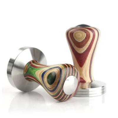 51mm 53mm 58mm Color Wood Handle Stainless Steel Espresso Coffee Tamper