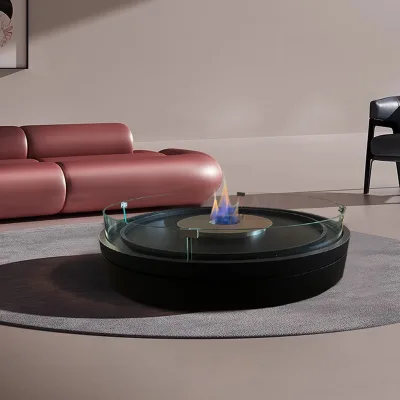 Modern Portable Tabletop Ethanol Fireplace Stainless Steel with Heat-Resistant Base Realistic Flame Effect for Indoor Hotel Use