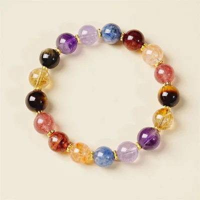 Wholesale Rainbow Colors Handmade Strung Round Blended Varied Natural Stone Beaded Fashion Bracelet Femmes for Anniversary Gift