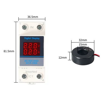 AC 50V 500V Digital Voltage Current Frequency Meter Single Phase Three Phase DIN Rail Panel Moun