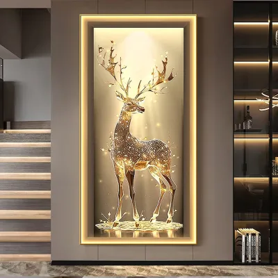 Abstract Entrance High-end Corridor Hanging Paintings with LED Lights in the Living Room Bedroom House Decoration Interior