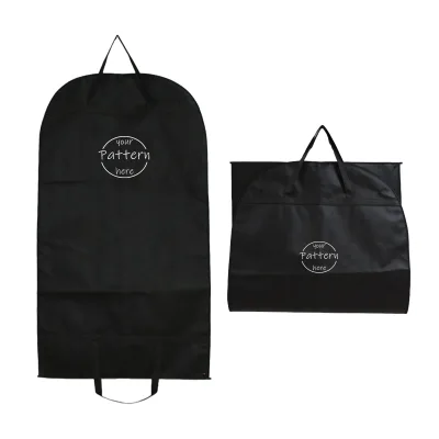 Washable Black Non-Woven Suit Storage Bag with Hanger Hole and Ventilation Panels for Breathable, Travel-Ready Protection