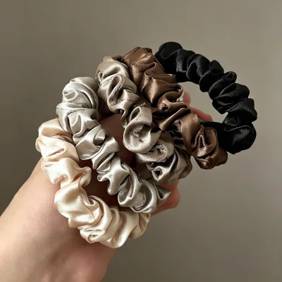 Wholesale RUICHEN Custom Handmade Premium Silk Satin Solid Color Boutique Scrunchies for Stretch Durable 8cm Ponytail