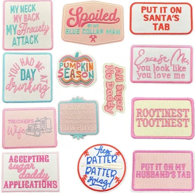 Custom Pink Embroidery Patch with 3D Effect PVC Iron-On Style Canvas Fabric Patch for Hat Custom Letters Design