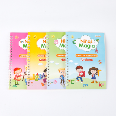 4 PCS Spanish Magic Books Children Educational Notebooks Kids Educational Learning Books Cheap