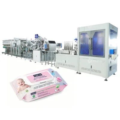 Big Pack Flushable Wet Wipes Production Line Wet Wipes Sticker Printing Satch Machine