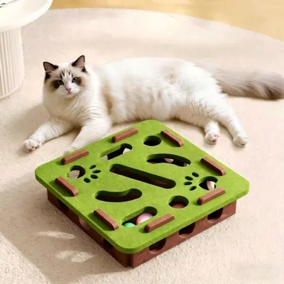Square Felt Maze Box Cat Toy for Self Play Hide and Seek Interactive Chase and Boredom Relief
