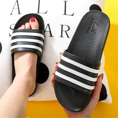 Waterproof Indoor/Outdoor Unisex for Slippers for Men Women Toe Striped Single Strap Flat Bottom Bathing Anti-Slippery Spring