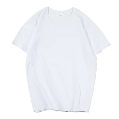 High Quality Oversized T-Shirts for Men 240g Knitted Fabric White Turtleneck Short Length 3D Pattern Heat-Transfer Printing