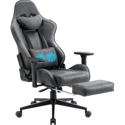 Gray Leather Make Kursi Permainan Reclining Game Chair Comfortable and Economical Computer Chair Office Chair with Footrest