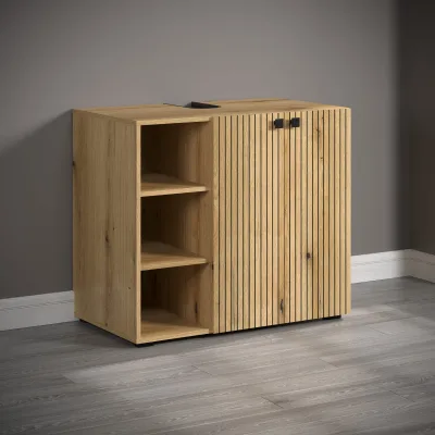 Bien Elegant Oak Bathroom Cabinet with Square Metal Handles Modern Design for Apartment Villa or Hospital Use