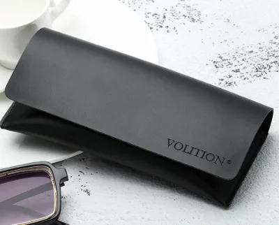 Creative PVC Leather Glasses case Rectangular Black Sunglasses case Simple and Easy to Carry Soft Leather Glasses case