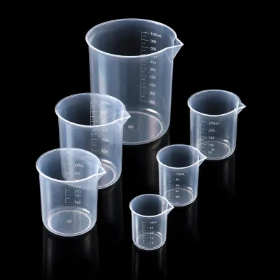 Plastic Laboratory-Grade Transparent Graduated Beaker & Measuring Cup with Thickened Milliliter Marks Made in China