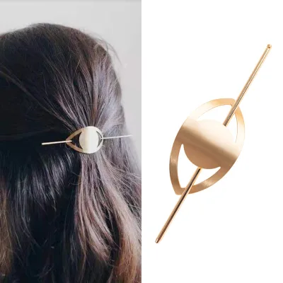 European and American Geometric Hairpin, Simple, Modern, Metal, Cool and Stylish, with a Curved Hairpin and Hair Accessories