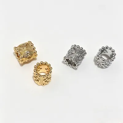 Hot Selling High Quality Brass Four Leaf Clover Zircon Loose Spacer Beads, Gold/Rhodium Plated for Adult Daily Jewelry Making