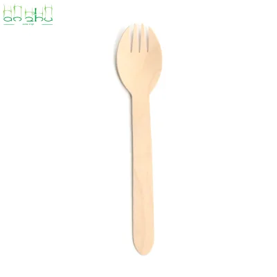 Eco Friendly Disposable Wooden Spork Spoon Fork Biodegradable Birch Wood Cutlery for Restaurant Catering