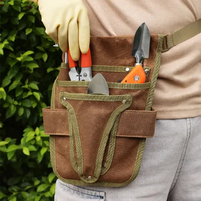Wholesale Canvas Weed Removal Garden Toolkit Fanny Pack Durable Utility Tool Waist Belt Tool Bag