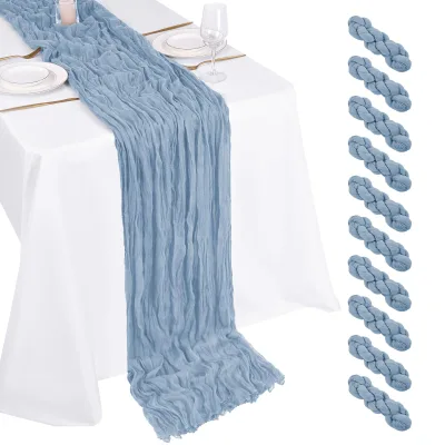 Dusty Blue Woven Cheesecloth Table Runner 17x108 Inch Boho Gauze Wedding Party Birthday Home Decor
