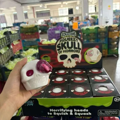 Halloween Stress Ball Squeeze Toy with Blood & Maggots Prank Sensory Fidget Decompression Toy Party Gift Wholesale