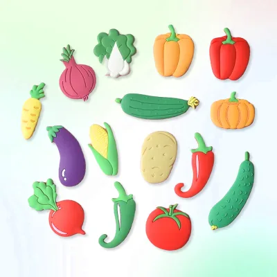 Wholesale Cartoon Vegetables Pumpkin Corn Cabbage Custom Pvc Fridge Magnet for Early Education Kids