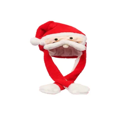 AA141 Xmas Gift Making Funny Glowing Winter Fur Caps Moving Ears Santa Claus Hat Glowing Christmas Air Pumping Plush Hats
