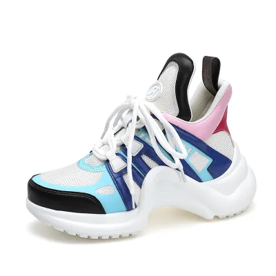 Bottom Daddy Shoes Women 2024 New Thick Platform Platform Shoes Casual Shoes Tide Round Head Bow Sports to Increase Running PU