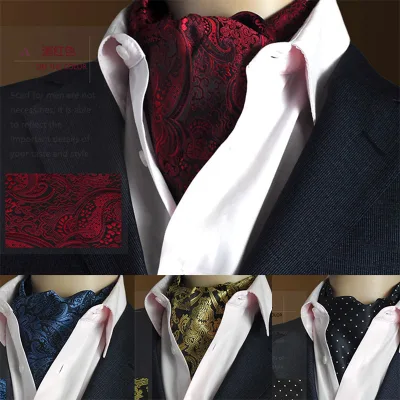 Korean Version of High-end Brand Silk Ascot Suit Cravat Double-sided Scarf for Men Cashew Pattern Point Pattern
