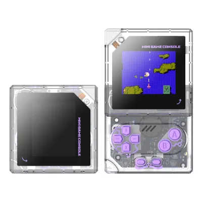 360° Swivel Screen Handheld Video Game Console Pocket Portable Rotatable Flip Retro Gaming Player with DIY Decorative Card Paper