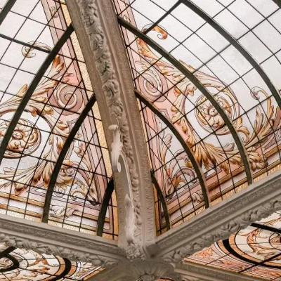 Modern Style Art Glass Dome for Outdoor Home Decoration Bright Stained Leaded Glass Roof Window Graphic Home Decor Supplier