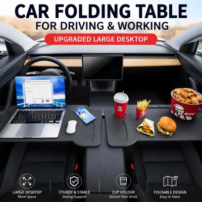 Car Folding Table Car Tray Seat Desk Portable Laptop Holder Steering Wheel Dining Work Travel Multi Function Support Stable