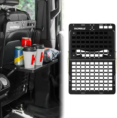 Tacmolle Seat Back Organizer Tactical Storage MOLLE Panel with Foldable Tray for Universal Model