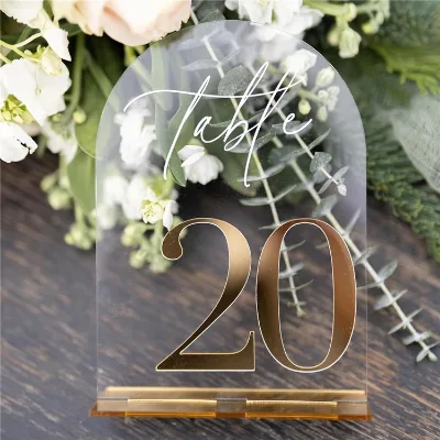 Gold Clear Acrylic Table Numbers 1-20 Wedding Banquet Seat Number Signs for Party Event Table Decoration