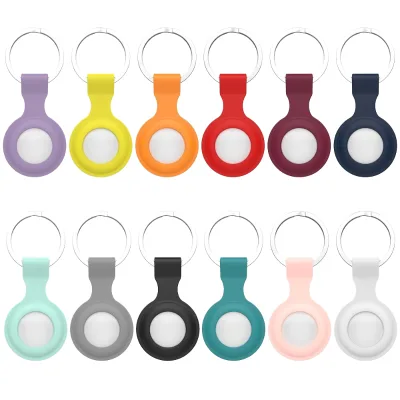 Portable Anti-Scratch Shockproof Real Silicone Air Tag Keychain Case for Airtag with 18 Colors Sports Design