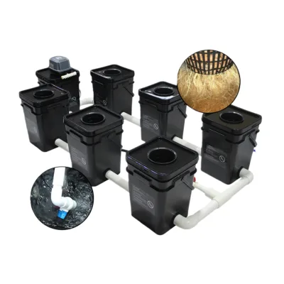 Customize 6 Bucket DWC Dutch Bucket Hydroponic System Kit 7 Gallon/27L Recirculating Black PP Plastic Modern