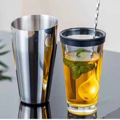 Factory Sales Luxury Design Coupe Homemade Cocktails Martins Boston Cocktail Shaker Transparent Glass Cocktail Shaker