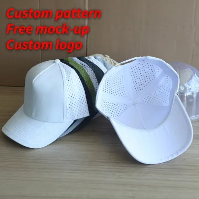 Wholesale Golf Hat Custom Perforated Embroidered Logo Adjustable Snap Back Slightly Curved Bill Water Resistant Rope Hat